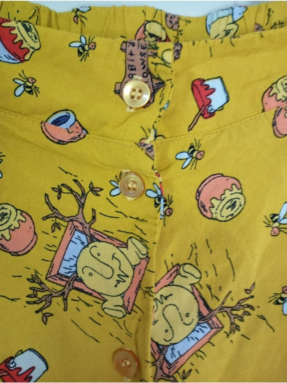Disney Winnie The Pooh Yellow Skirt Button Front & All-Over Print Rayon Size 0 - Picture 5 of 10